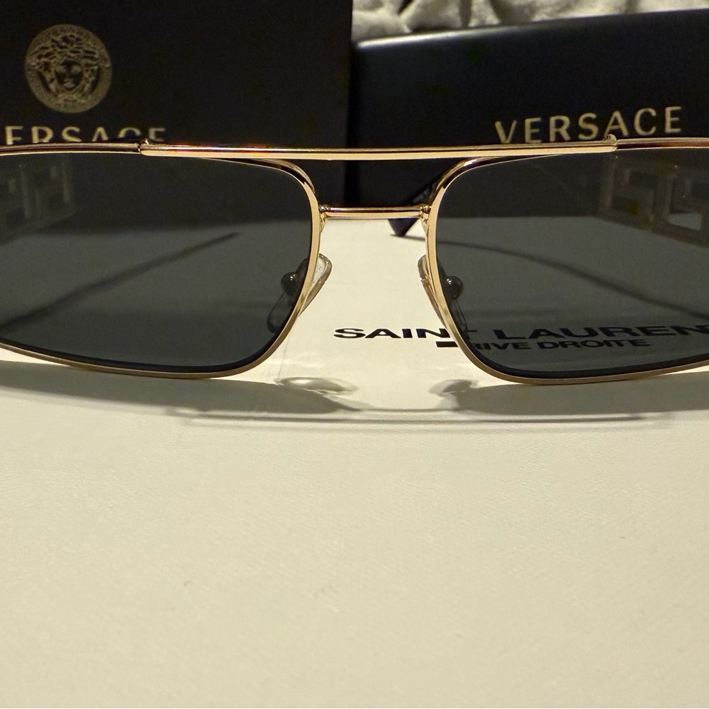 Versace Gold Frame Sunglasses with Black Lenses